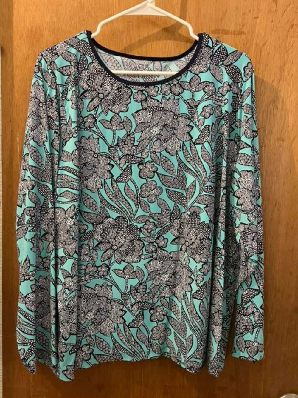 🐻Size 3X(24/26W) - Lands' End - Black and Blue Long Sleeve Pullover